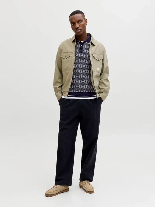 Polo m/c de punto rombos Jack & Jones Night Sky