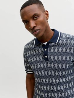 Polo m/c de punto rombos Jack & Jones Night Sky