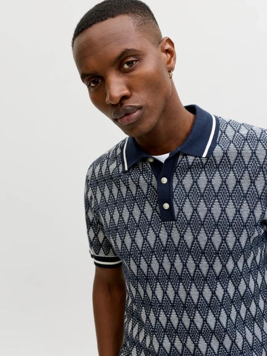 Polo m/c de punto rombos Jack & Jones Night Sky