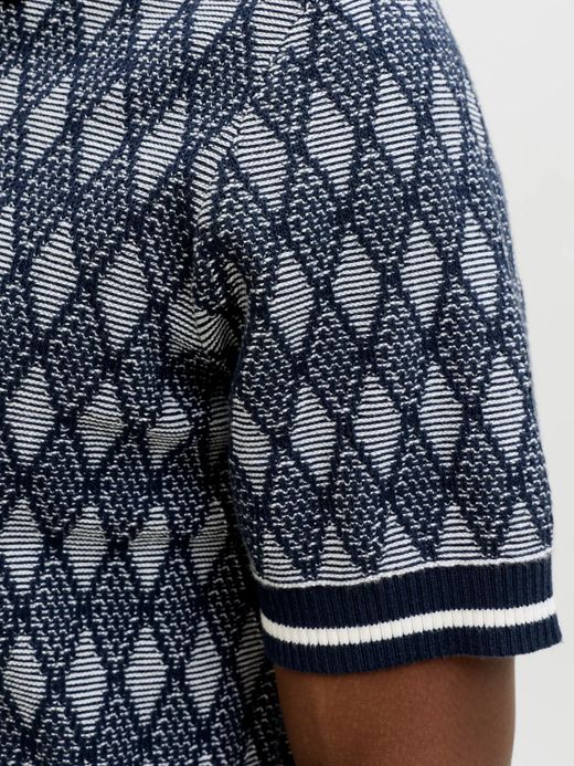 Polo m/c de punto rombos Jack & Jones Night Sky