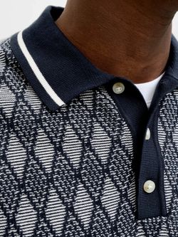 Polo m/c de punto rombos Jack & Jones Night Sky