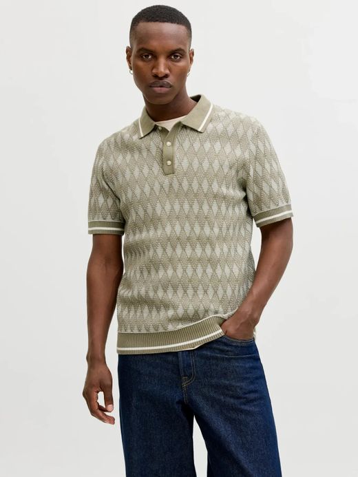 Polo m/c de punto rombos Jack & Jones Olive Night