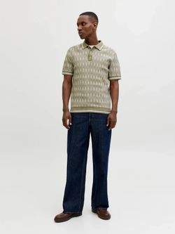 Polo m/c de punto rombos Jack & Jones Olive Night