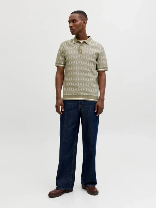 Polo m/c de punto rombos Jack & Jones Olive Night