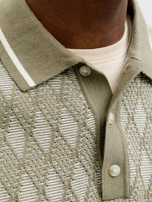 Polo m/c de punto rombos Jack & Jones Olive Night