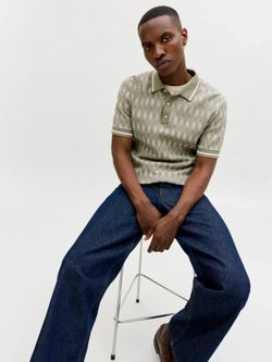 Polo m/c de punto rombos Jack & Jones Olive Night