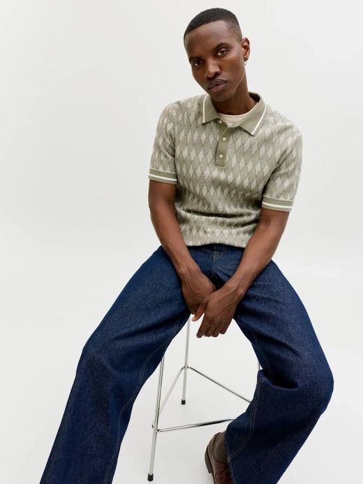 Polo m/c de punto rombos Jack & Jones Olive Night