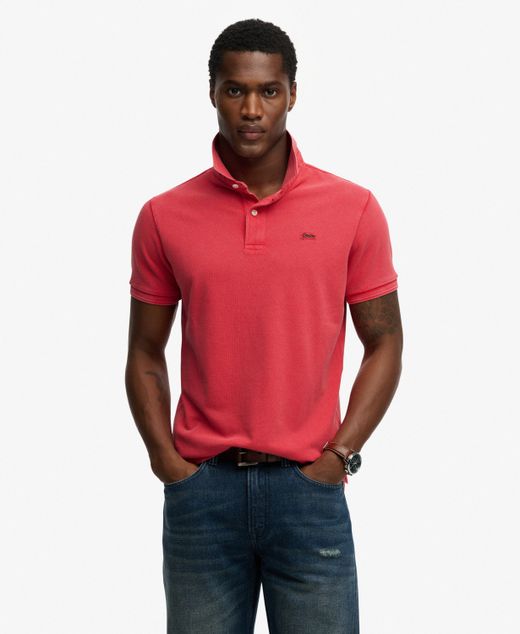 Polo m/c piqué básico Superdry Raspberry