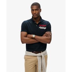 Polo m/c piqué con efecto delavado Superdry Eclipse Navy