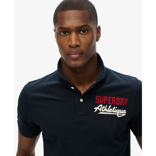 Polo m/c piqué con efecto delavado Superdry Eclipse Navy