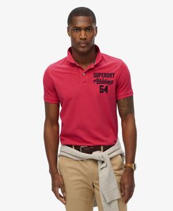 Polo m/c piqué con efecto delavado Superdry Raspberry