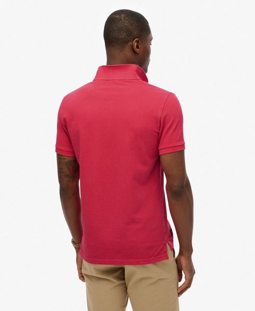 Polo m/c piqué con efecto delavado Superdry Raspberry