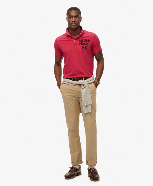 Polo m/c piqué con efecto delavado Superdry Raspberry