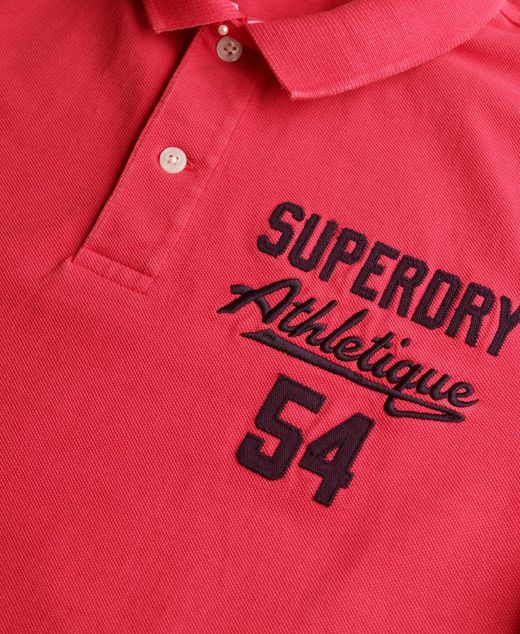 Polo m/c piqué con efecto delavado Superdry Raspberry