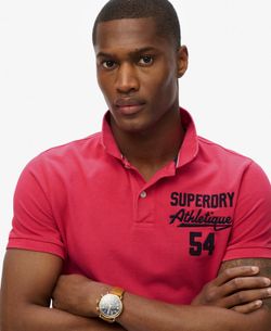 Polo m/c piqué con efecto delavado Superdry Raspberry