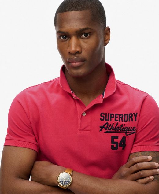 Polo m/c piqué con efecto delavado Superdry Raspberry