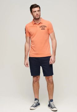 Polo m/c piqué con efecto delavado y letras branding bordadas Superdry Sun Orange