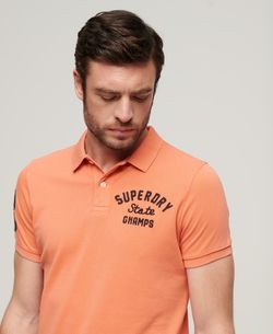 Polo m/c piqué con efecto delavado y letras branding bordadas Superdry Sun Orange