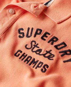 Polo m/c piqué con efecto delavado y letras branding bordadas Superdry Sun Orange