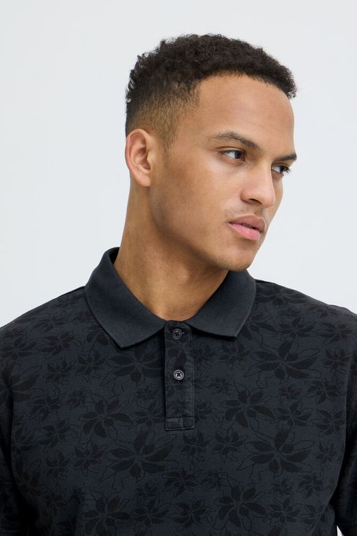 Polo m/c piqué con estampado flores monocolor Blend Of America Dark Grey