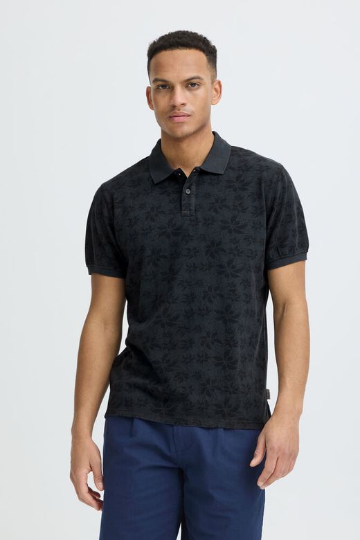 Polo m/c piqué con estampado flores monocolor Blend Of America Dark Grey