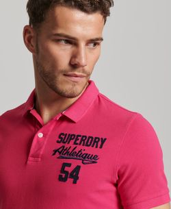 Polo m/c piqué con letras branding bordadas Superdry Raspberry