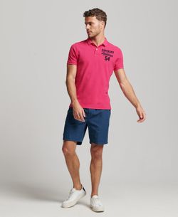 Polo m/c piqué con letras branding bordadas Superdry Raspberry