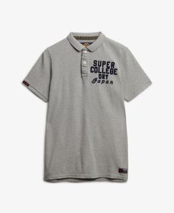Polo m/c piqué con letras branding Superdry Grey Marl