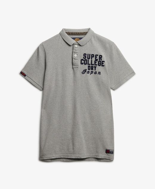 Polo m/c piqué con letras branding Superdry Grey Marl