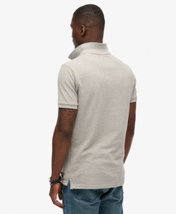 Polo m/c piqué con letras branding Superdry Grey Marl