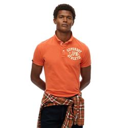 Polo m/c piqué con letras branding Superdry Preppy Orange