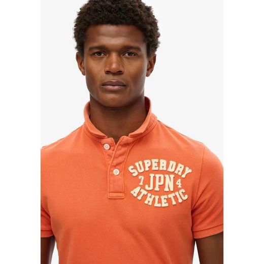 Polo m/c piqué con letras branding Superdry Preppy Orange