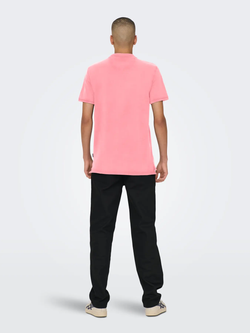 Polo m/c piqué de efecto delavado Only & Sons Peach Whip