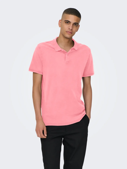 Polo m/c piqué de efecto delavado Only & Sons Peach Whip
