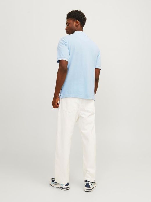 Polo m/c piqué desgastado Jack & Jones Cerulean