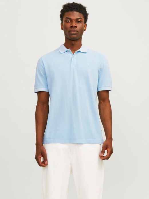 Polo m/c piqué desgastado Jack & Jones Cerulean