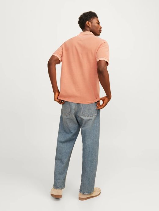 Polo m/c piqué desgastado Jack & Jones Sun Orange