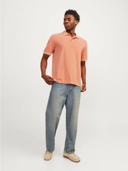 Polo m/c piqué desgastado Jack & Jones Sun Orange