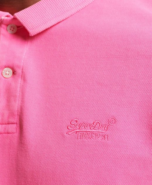 Polo m/c piqué efecto delavado Superdry Raspberry