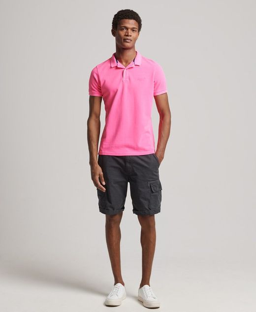 Polo m/c piqué efecto delavado Superdry Raspberry