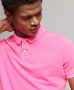Polo m/c piqué efecto delavado Superdry Raspberry
