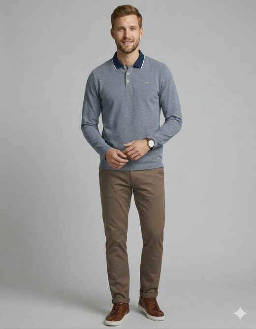 Polo m/l jaspeado Jack & Jones Insignia Blue