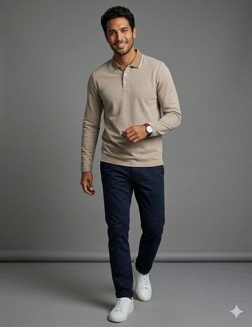 Polo m/l jaspeado Jack & Jones Petrified Oak
