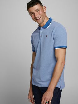Polo m/c piqué con cuello contrastado y ribete Jack & Jones Bright Cobalt
