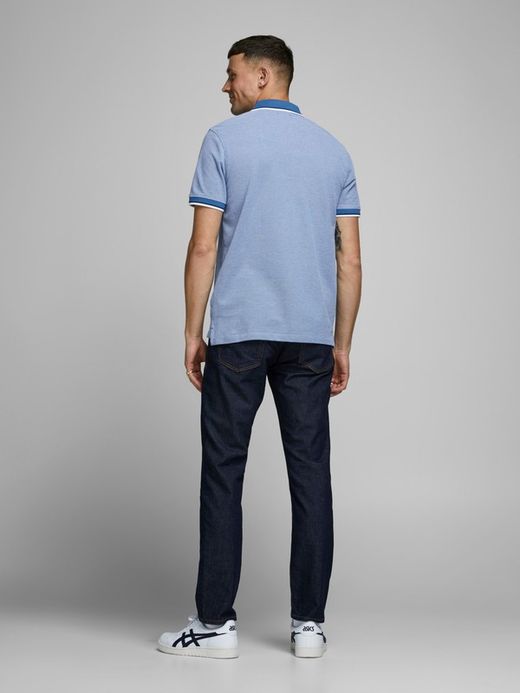 Polo m/c piqué con cuello contrastado y ribete Jack & Jones Bright Cobalt