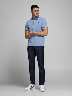 Polo m/c piqué con cuello contrastado y ribete Jack & Jones Bright Cobalt