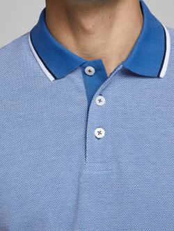 Polo m/c piqué con cuello contrastado y ribete Jack & Jones Bright Cobalt