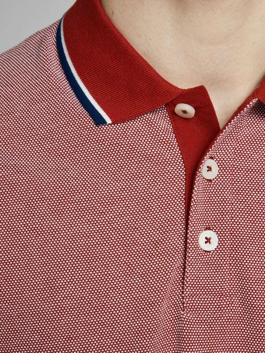 Polo m/c piqué con cuello contrastado y ribete Jack & Jones Red