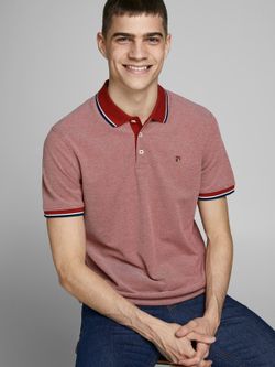Polo m/c piqué con cuello contrastado y ribete Jack & Jones Red