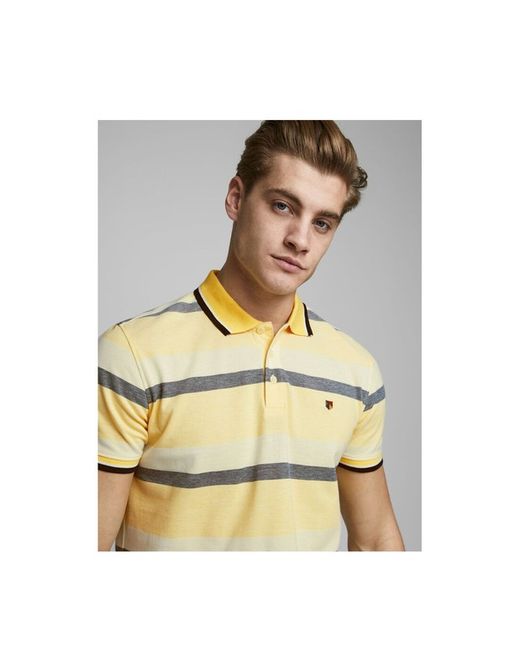 Polo piqué con rayas anchas colores Jack & Jones Sun Yellow